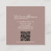 Carte De Visite Carré Studio De Cheveux Moderne Vert Brown Script (Dos)