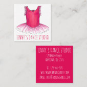 Carte De Visite Carré Studio de danse Ballerina Tutu rose Professeur (Devant / Derrière)