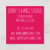 Carte De Visite Carré Studio de danse Ballerina Tutu rose Professeur (Dos)