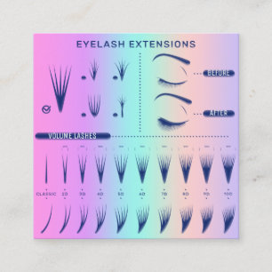 Carte De Visite Carré Studio d'extension Eyelash Boutique Catalogue Blue