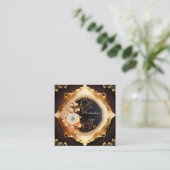 Carte De Visite Carré Style de bloc-notes crème et or (Debout devant)