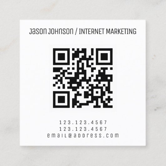 Carte De Visite Carré Style géométrique moderne avec code QR (Dos)