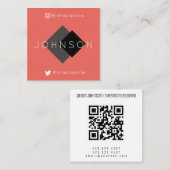 Carte De Visite Carré Style géométrique moderne avec code QR (Devant / Derrière)