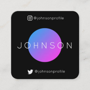 Carte De Visite Carré Style géométrique moderne avec code QR en noir