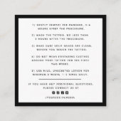 Carte De Visite Carré Style gothique Tatouage Instructions postérieures (Dos)