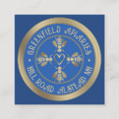 Carte De Visite Carré Style Honeybee Design Royal Blue avec or (Devant)