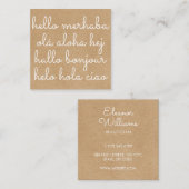 Carte De Visite Carré Style international Hello Rustic Kraft (Devant / Derrière)