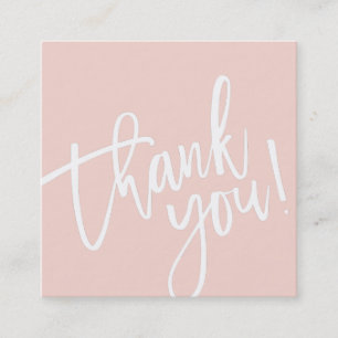 Carte De Visite Carré STYLE MINIMAL simple bordure rose pâle merci