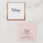 Carte De Visite Carré STYLE MINIMAL simple bordure rose rose rose rose r (Devant / Derrière)