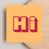 Carte De Visite Carré Style moderne Hello Hi Bold Retro Orange Décontrac