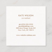 Carte De Visite Carré Style Orange Gold Floral (Dos)