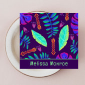 Carte De Visite Carré Style unique tendance Neon Floral Garden