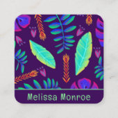 Carte De Visite Carré Style unique tendance Neon Floral Garden (Devant)