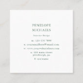 Carte De Visite Carré Style vert et blanc géométrique (Dos)