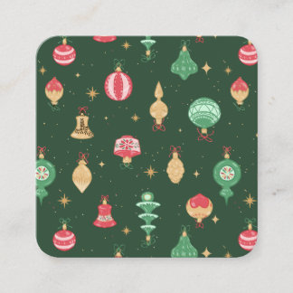 Carte De Visite Carré Style vintage Ornement de Noël Motif - Vert