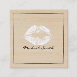 Carte De Visite Carré Style White Lips maquillage Artiste bois moderne