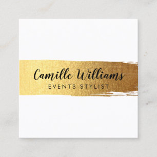 Carte De Visite Carré STYLISATION MINIMAL luxe trait brosse or
