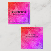 Carte De Visite Carré Stylish Bright Peacock Feathers (Devant / Derrière)