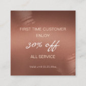 Carte De Visite Carré Stylish Bronze Logo First Time Discount Card (Devant)