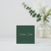 Carte De Visite Carré Stylish Dark Green Gold Text Typography Glossy (Debout devant)