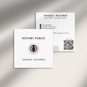 Carte De Visite Carré Stylish rose QR Code minimaliste Marketing Notaire