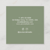 Carte De Visite Carré Stylo Cheveux moderne Ciseaux Barber Sage Vert (Dos)