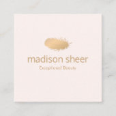 Carte De Visite Carré Stylo Rose Or Feather Lumière rose pâle (Devant)