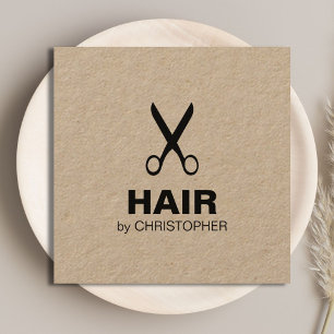 Carte De Visite Carré Stylo simple Kraft moderne