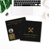 Carte De Visite Carré Stylos croisés Noir & Or Professionnel Code QR
