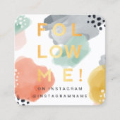Carte De Visite Carré Suivez-moi, Aquarelle minimale et Abstraite (Devant)