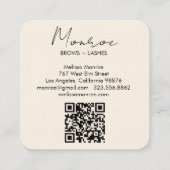 Carte De Visite Carré Sun Floral Boho Line Art élégant QR Code Cream (Dos)