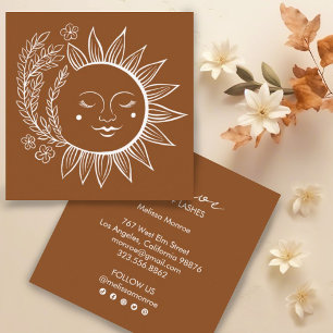 Carte De Visite Carré Sun Flowers Boho Line Art Earthy Social Media