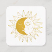 Carte De Visite Carré Sun & Moon Boho Line Art Elegant Or Icônes sociale (Devant)