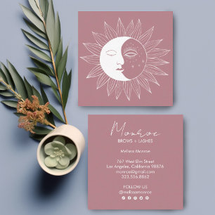 Carte De Visite Carré Sun & Moon Boho Line Art Elegant Social Media Icon