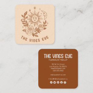Carte De Visite Carré Sun Moon & Rose Magique Boho CUSTOM Médias sociaux