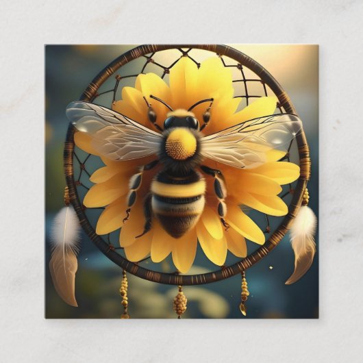 Carte De Visite Carré Sunflower Bee Dreamcatcher, (Devant)