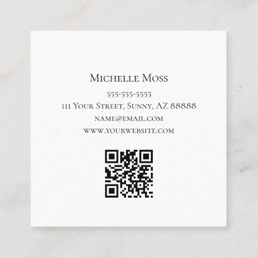 Carte De Visite Carré Sunflower jaune QR code moderne Noir (Dos)