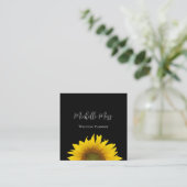 Carte De Visite Carré Sunflower jaune QR code moderne Noir (Debout devant)