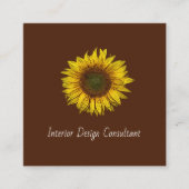 Carte De Visite Carré Sunflower QR code Interior Designer Rustic Brown (Devant)