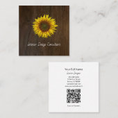 Carte De Visite Carré Sunflower QR code Interior Designer Rustic Wood (Devant / Derrière)