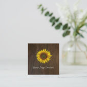 Carte De Visite Carré Sunflower QR code Interior Designer Rustic Wood (Debout devant)