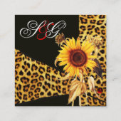 CARTE DE VISITE CARRÉ SUNLOWER, LEOPARD FUR RIBBON, ROUGE RUBY GEMSTONES (Dos)