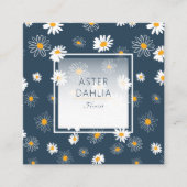 Carte De Visite Carré Superbe Marine Jaune Blanc Classique Fleurs de mar (Devant)