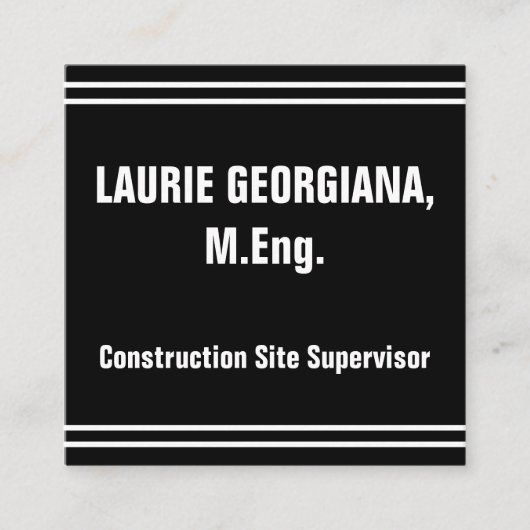 Carte De Visite Carré Superviseur de chantier simple (Devant)
