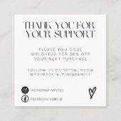 Carte De Visite Carré Support Merci bleu clair  (Dos)