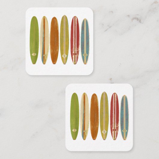 Carte De Visite Carré Surf de Longboard (Devant / Derrière)