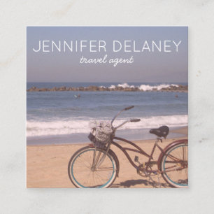 Carte De Visite Carré Surf de plage Vélo de  photo Tourisme