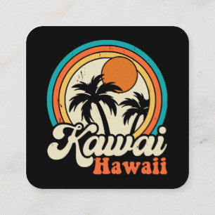 Carte De Visite Carré Surf Kawaii Hawaï