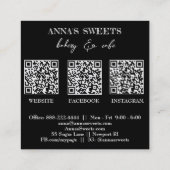 Carte De Visite Carré *~* Sweet Shop 3 QR Backery Cupcake (Dos)