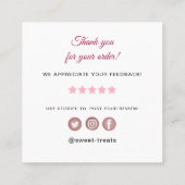 Carte De Visite Carré Sweet Traitements boulangerie Merci (Dos)